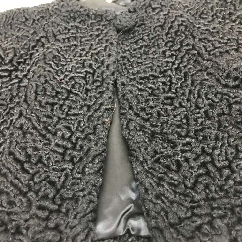 VTG Womens 4-6 Black Persian Lamb Fur Coat Mink Trim Cropped Event Wedding - Picture 5 of 8